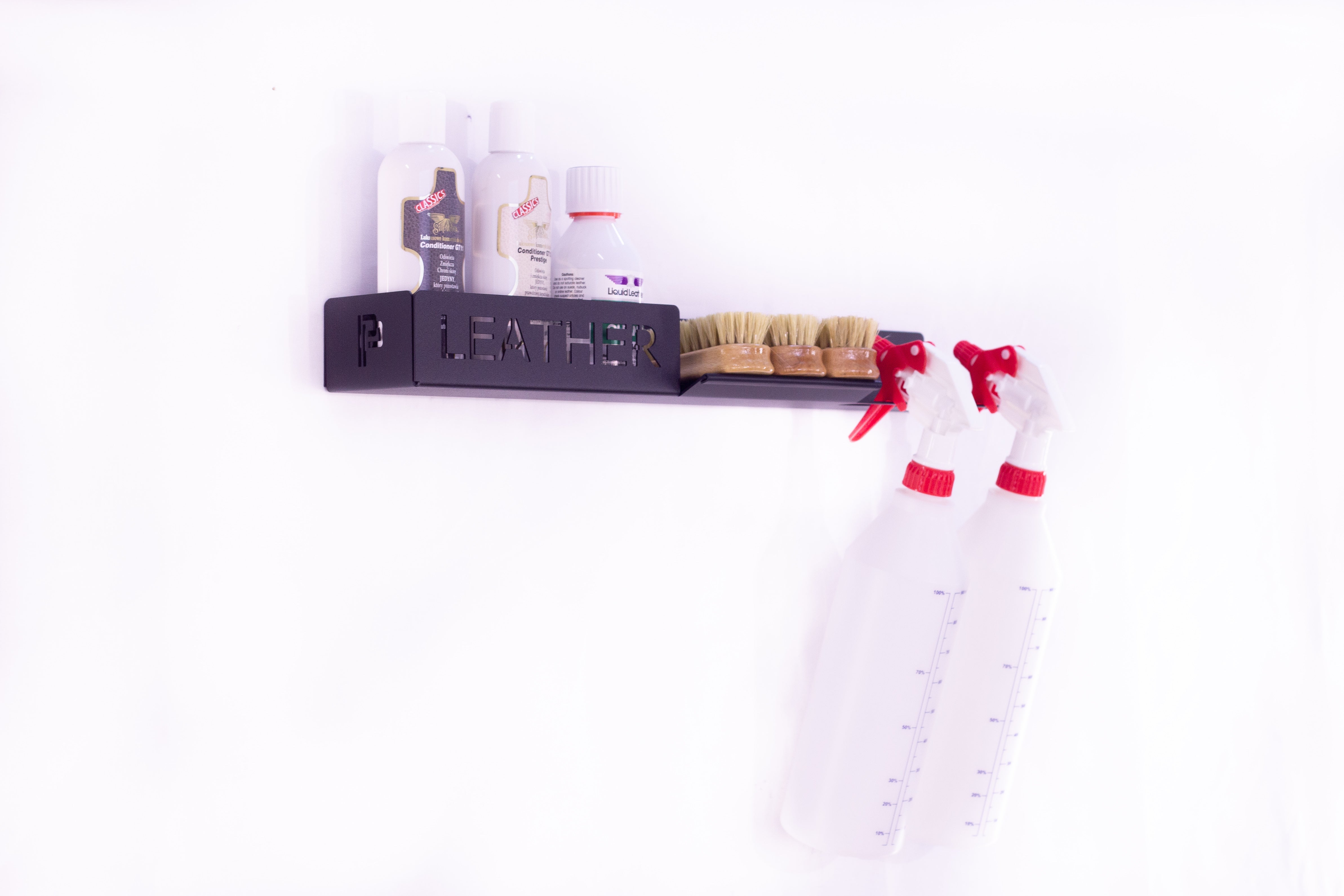 Shelf for Leather Care Products