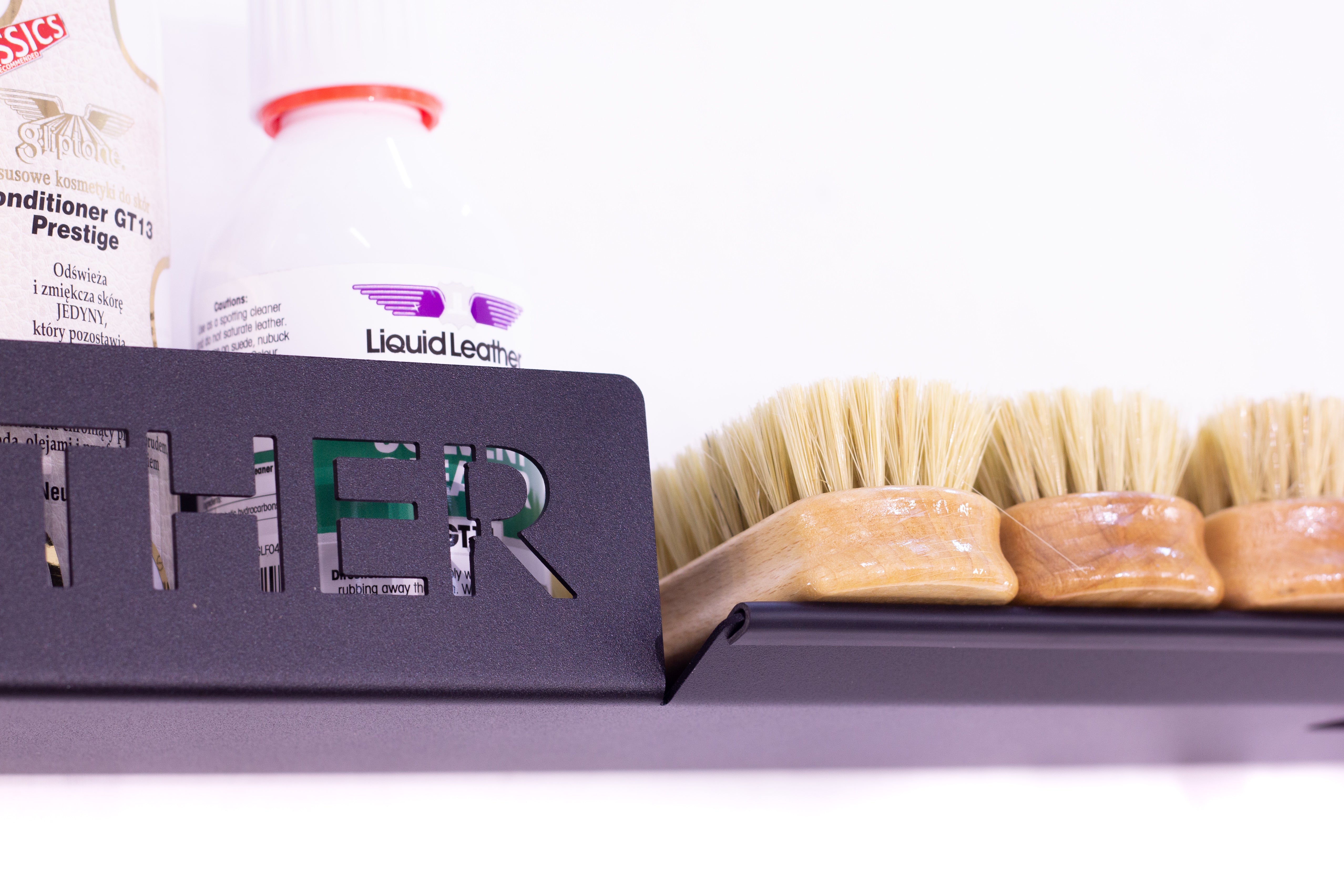Shelf for Leather Care Products